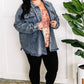 Mineral Wash Button Down Denim Jacket In Muted Navy