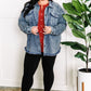 Mineral Wash Button Down Denim Jacket In Muted Navy