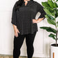 Gabby Front Top With Button Sleeve Detail In Black Polka Dots