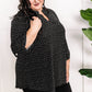 Gabby Front Top With Button Sleeve Detail In Black Polka Dots