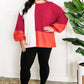 Colorblock Knit Sweater In Pink, Orange & Ivory