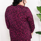 Gabby Front Top With Button Sleeve Detail In Magenta Florals
