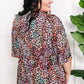 Dolman Sleeve Babydoll Top In Leopard Multi
