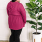 Waffle Knit Hooded Babydoll Top In Magenta