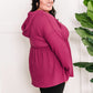 Waffle Knit Hooded Babydoll Top In Magenta