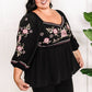 Savanna Jane Embroidered Sweetheart Top In Purple & Pink Florals