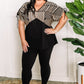 Savanna Jane Embroidered Top With Tie Sleeve Detail In Taupe & Black