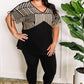 Savanna Jane Embroidered Top With Tie Sleeve Detail In Taupe & Black