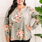 Gabby Front Cozy Long Sleeve Top In Olive Florals