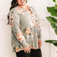 Gabby Front Cozy Long Sleeve Top In Olive Florals