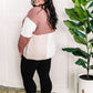 Color Block Knit Sweater In Mauve, Taupe & White