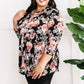 Gabby Neckline Babydoll Blouse In Black & Pink Florals 11.24