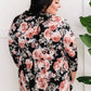 Gabby Neckline Babydoll Blouse In Black & Pink Florals 11.24