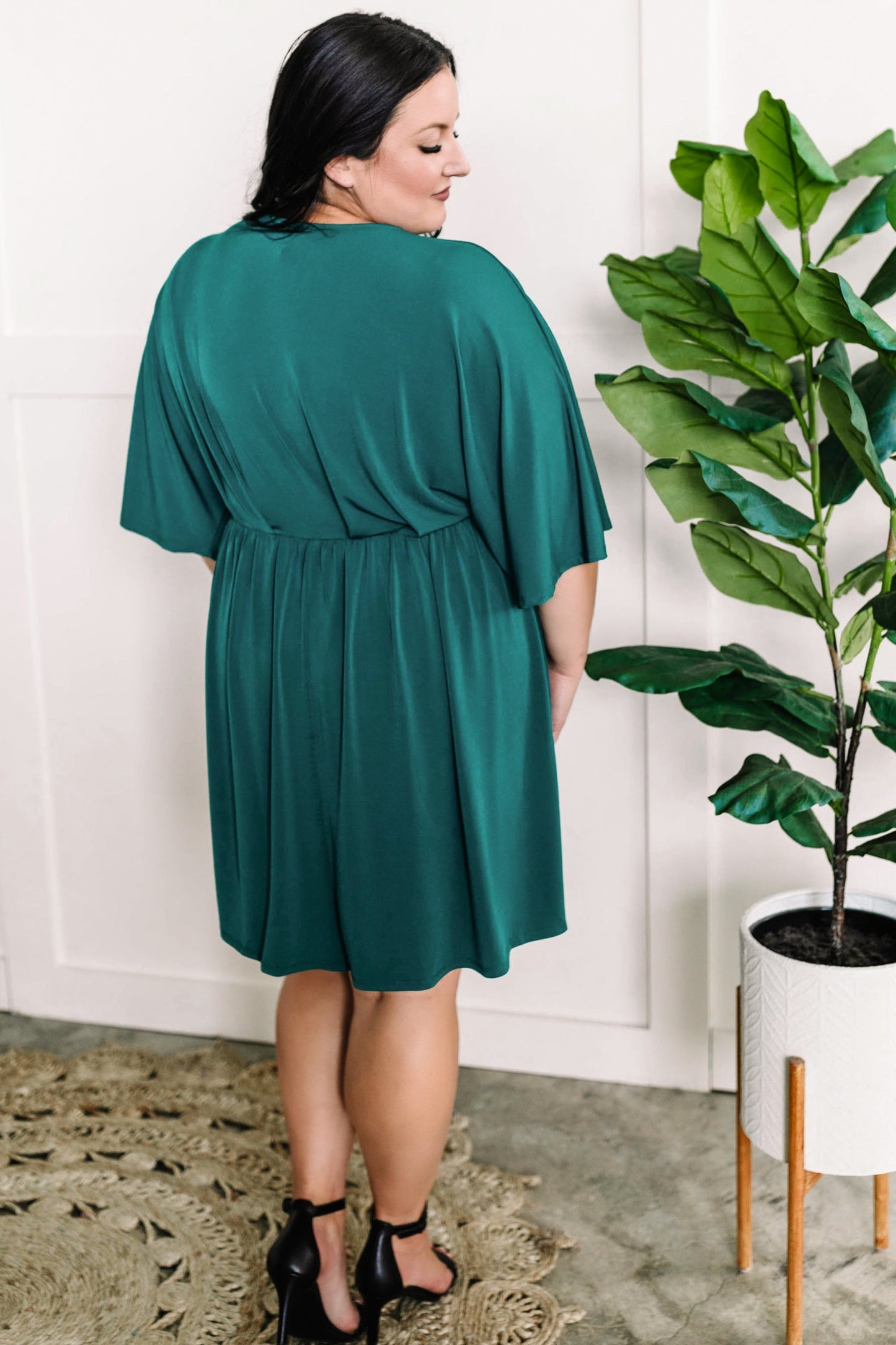 Dolman Sleeve Dress In Hunter Green