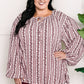 Tie Front Floral Blouse In Off White And Wine