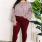 Tie Front Floral Blouse In Off White And Wine