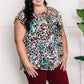 Embroidered Floral and Animal Print Blouse In Teal Multi 11.21