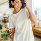 Kathleen Waffle Knit Top in Ivory