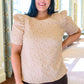 Kelsi Jacquard Puff Sleeve Top In Tan