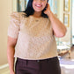 Kelsi Jacquard Puff Sleeve Top In Tan