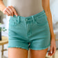 Judy Blue Mid Rise Cut Off Shorts - Green
