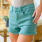 Judy Blue Mid Rise Cut Off Shorts - Green