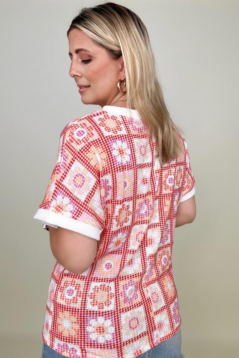 Retro Floral Knit Top