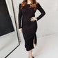 Kiah Sweater Dress in Black