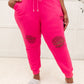 Kick Back Distressed Joggers Hot Pink