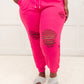 Kick Back Distressed Joggers Hot Pink