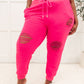 Kick Back Distressed Joggers Hot Pink