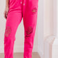 Kick Back Distressed Joggers Hot Pink