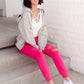 Kick Back Distressed Joggers Hot Pink