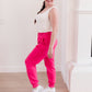Kick Back Distressed Joggers Hot Pink