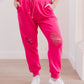Kick Back Distressed Joggers Hot Pink