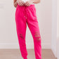 Kick Back Distressed Joggers Hot Pink