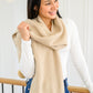 Knitted Fuzzy Pom Pom Scarf In Beige