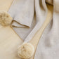 Knitted Fuzzy Pom Pom Scarf In Beige