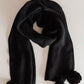Knitted Fuzzy Pom Pom Scarf In Black