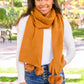 Knitted Fuzzy Pom Pom Scarf In Ginger