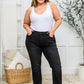 Kortney Mid Rise Straight Leg Jeans In Washed Black