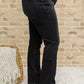 Kortney Mid Rise Straight Leg Jeans In Washed Black