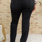 Kortney Mid Rise Straight Leg Jeans In Washed Black