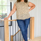 Kristen High Neck Flowy Dotted Blouse In Taupe