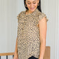 Kristen High Neck Flowy Dotted Blouse In Taupe
