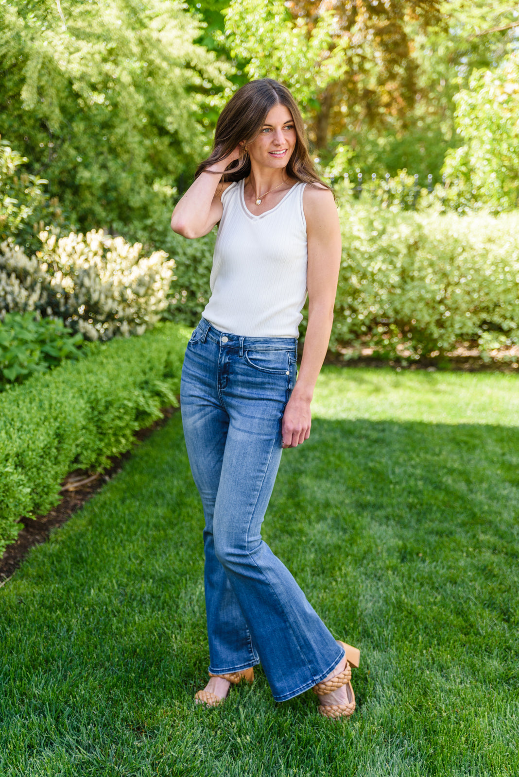 Judy Blue Contrast Trouser Flare Jeans