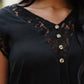 Lace Cap Sleeve Top in Black