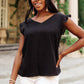 Lace Cap Sleeve Top in Black