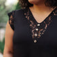 Lace Cap Sleeve Top in Black