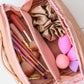 Large Capacity Quilted Makeup Bag in Pink